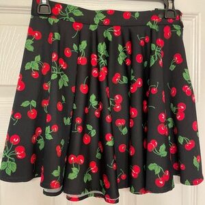 Pinup Couture Black Skirt with Red Cherry Design